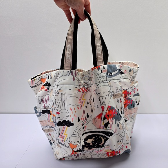 Lesportsac Handbags - Rare LeSportsac Artist In Residence Fifi Lapin Bunny Print Nylon Tote Bag White